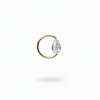 Captive Bead Ring CBR made with AB Clear Swarovski Drop Crystal - 14 ga Hoop - 14k Gold or Platinum