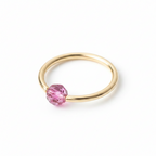 Captive Bead Ring CBR made with 4mm Hot PURPLE AB Swarovski Crystal - 14 ga Hoop - 14k Gold or Platinum