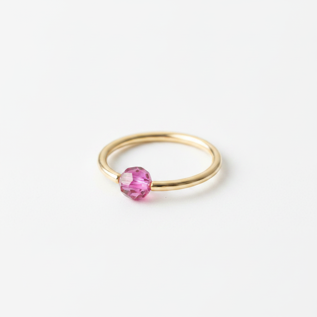 Captive Bead Ring CBR made with 4mm Hot PURPLE AB Swarovski Crystal - 14 ga Hoop - 14k Gold or Platinum