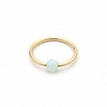 Captive Bead Ring CBR made with 4mm Sky BLUE OPAL Swarovski Crystal - 14 ga Hoop - 14k Gold or Platinum