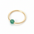Captive Bead Ring CBR w/ Swarovski Crystal 4mm Emerald GREEN OPAL - 16 ga Hoop - 14k Gold or Platinum