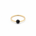 14k gold captive bead ring with black crystal