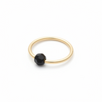 14k gold captive bead ring with black crystal