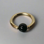 4Mm Obsidian Captive Bead Ring - 14 Ga Hoop 14K Gold (Y W Or R) Sterling Silver Platinum