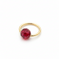 Captive Bead Ring CBR w/ RED Round Swarovski Crystal - 14 ga Hoop - 14k Gold or Platinum