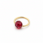 Captive Bead Ring CBR w/ RED Round Swarovski Crystal - 14 ga Hoop - 14k Gold or Platinum