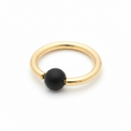 Onyx Matte Captive Bead Ring CBR - 14 ga Hoop - 14k Gold or Platinum