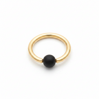 Onyx Matte Captive Bead Ring CBR - 14 ga Hoop - 14k Gold or Platinum
