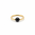 Onyx Smooth Captive Bead Ring CBR - 16 ga Hoop - 14k Gold or Platinum
