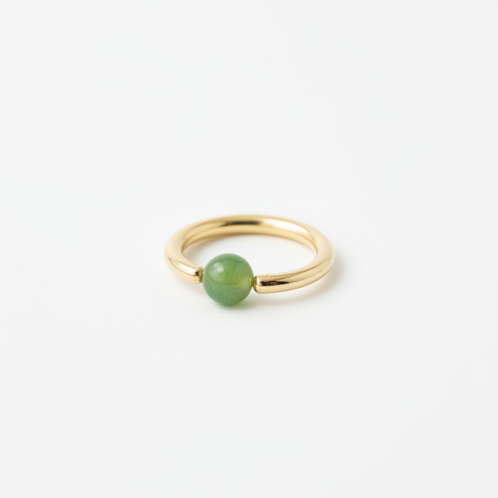 Jade Captive Bead Ring CBR - 16 ga Hoop - 14k Gold or Platinum