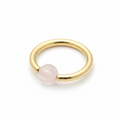 Rose Quartz Captive Bead Ring CBR - 14 ga Hoop - 14k Gold or Platinum