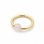 Rose Quartz Captive Bead Ring CBR - 14 ga Hoop - 14k Gold or Platinum