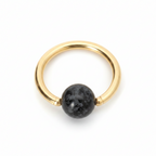 Quartz / Tourmaline Dark Captive Bead Ring CBR - 16 ga Hoop - 14k Gold or Platinum