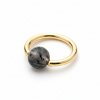 Quartz / Tourmaline Medium Captive Bead Ring CBR - 16 gauge Hoop - 14k Gold or Platinum