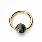 Quartz / Tourmaline Medium Captive Bead Ring CBR - 14 gauge Hoop - 14k Gold or Platinum