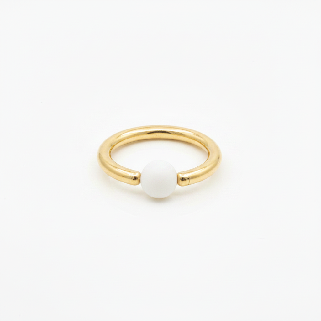 Moonstone Captive Bead Ring CBR -16 ga Hoop - 14k Gold or Platinum