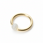 Moonstone Captive Bead Ring CBR -14 ga Hoop - 14k Gold or Platinum
