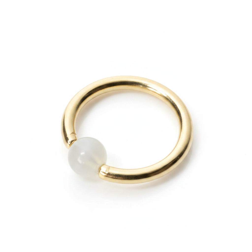 Moonstone Captive Bead Ring CBR -14 ga Hoop - 14k Gold or Platinum