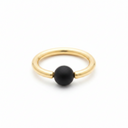 Onyx Matte Captive Bead Ring CBR - 14 ga Hoop - 14k Gold or Platinum