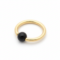 Onyx Smooth Captive Bead Ring CBR - 16 ga Hoop - 14k Gold or Platinum