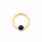 Onyx Smooth Captive Bead Ring CBR - 16 ga Hoop - 14k Gold or Platinum