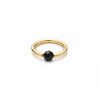 Onyx Faceted Captive Bead Ring CBR - 16 ga Hoop - 14k Gold or Platinum