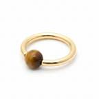Tiger's Eye Captive Bead Ring CBR - 12 ga Hoop - 14k Gold or Platinum