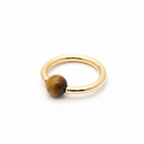 Tiger's Eye Captive Bead Ring CBR - 12 ga Hoop - 14k Gold or Platinum