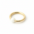 White Agate Captive Bead Ring CBR - 16 ga Hoop - 14k Gold or Platinum