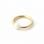 White Agate Captive Bead Ring CBR - 16 ga Hoop - 14k Gold or Platinum