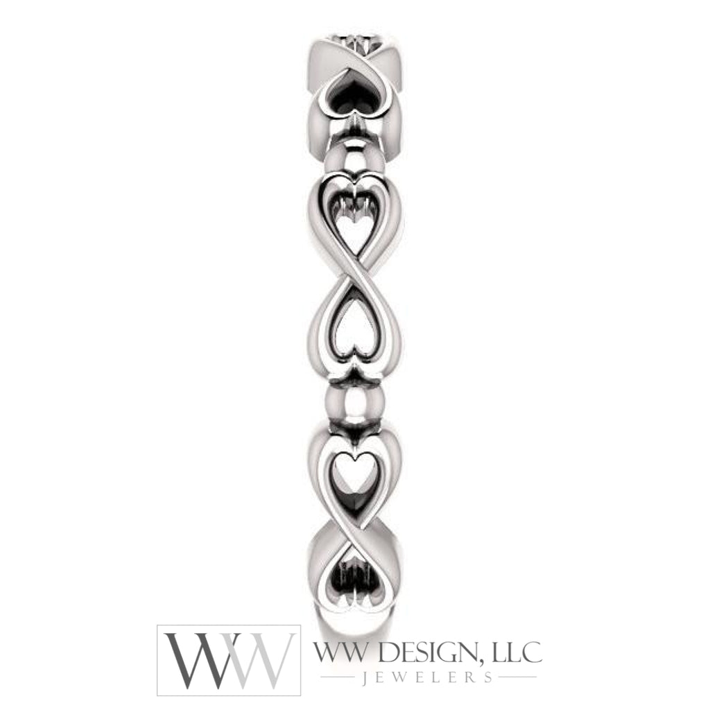 Infinity-Inspired Heart Ring - 14k Gold (Y, W or R), Platinum, Sterling Silver
