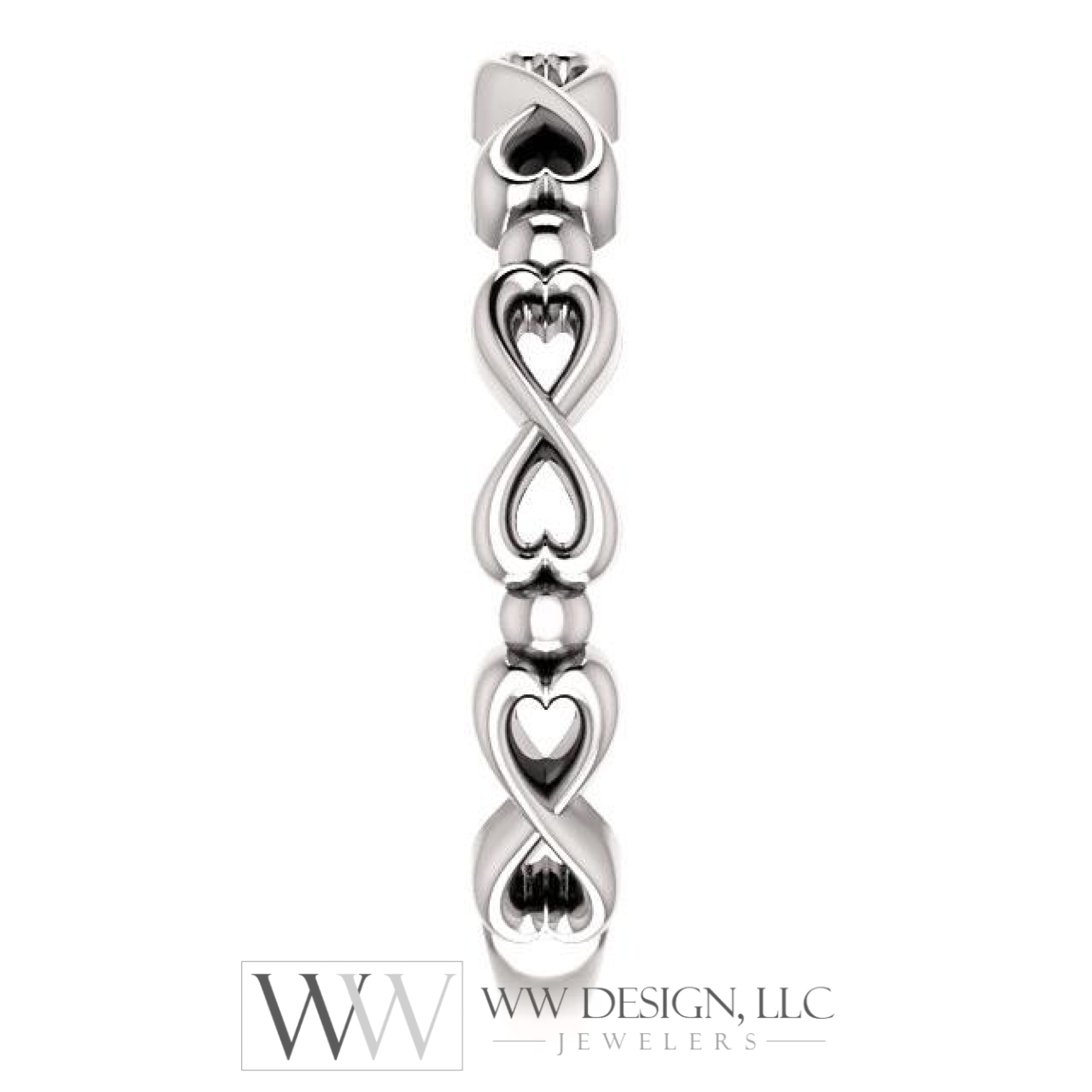 Infinity-Inspired Heart Ring - 14k Gold (Y, W or R), Platinum, Sterling Silver