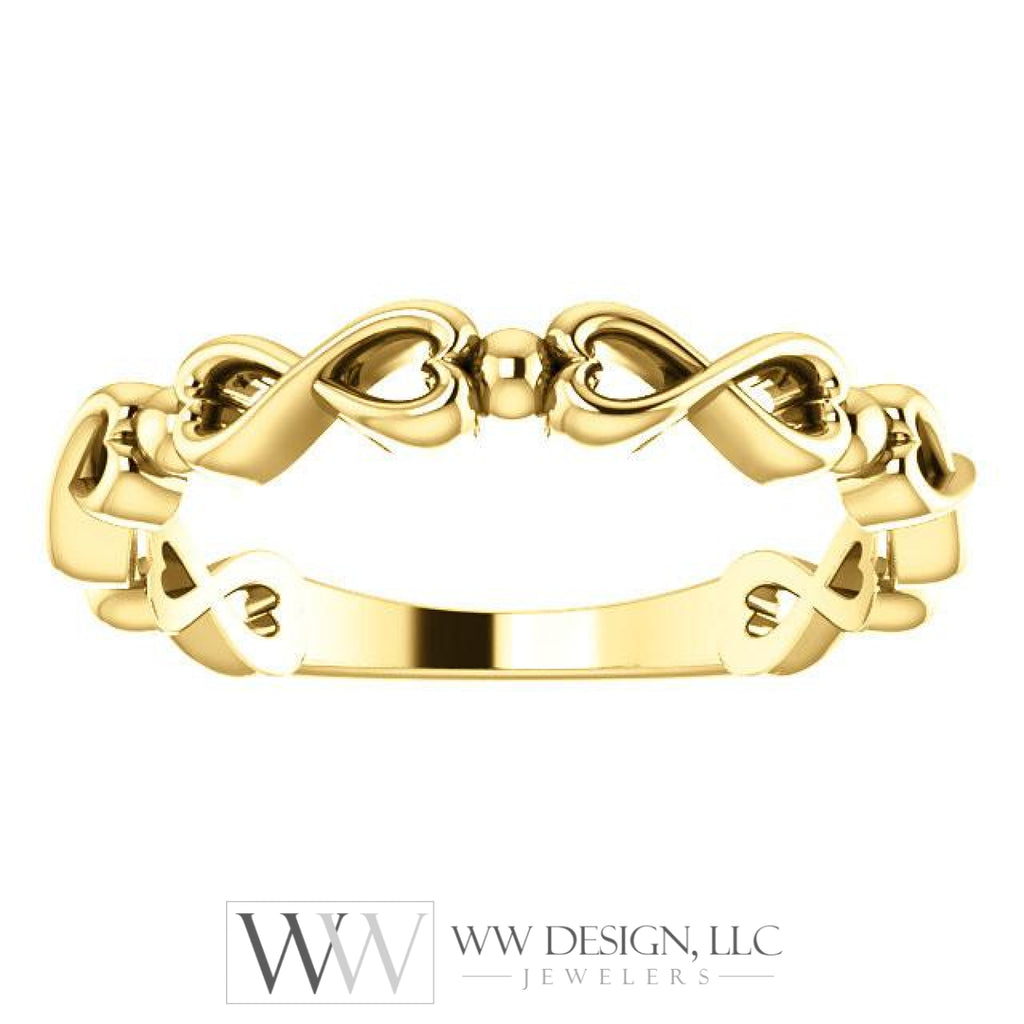 Infinity-Inspired Heart Ring - 14k Gold (Y, W or R), Platinum, Sterling Silver
