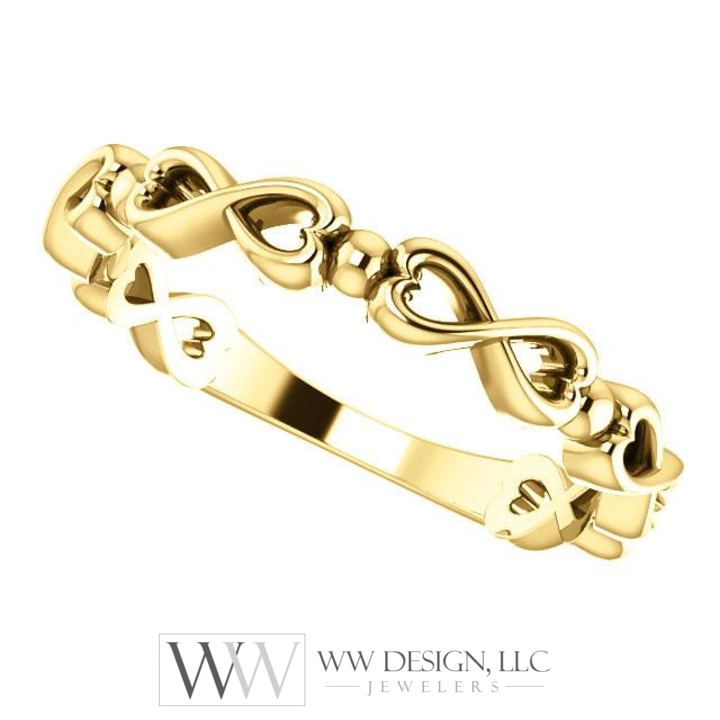 Infinity-Inspired Heart Ring - 14k Gold (Y, W or R), Platinum, Sterling Silver