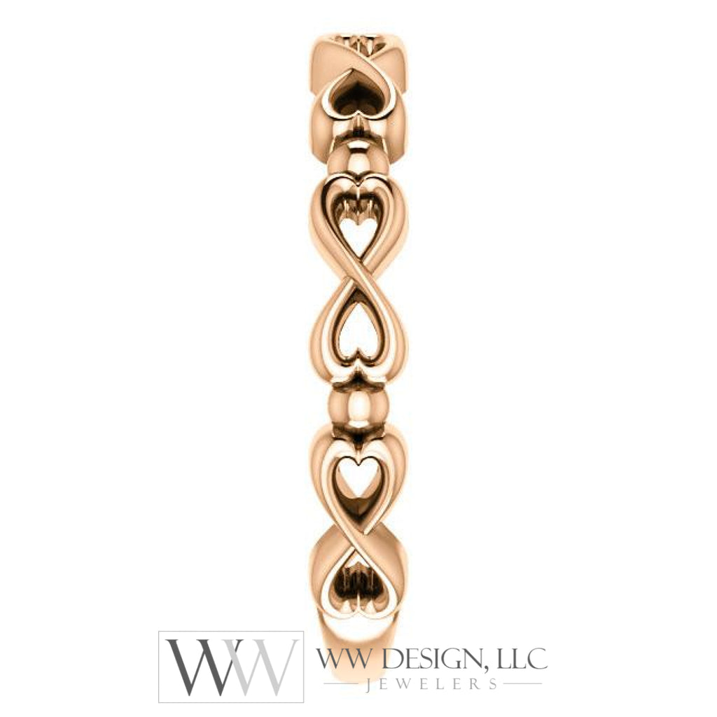 Infinity-Inspired Heart Ring - 14k Gold (Y, W or R), Platinum, Sterling Silver