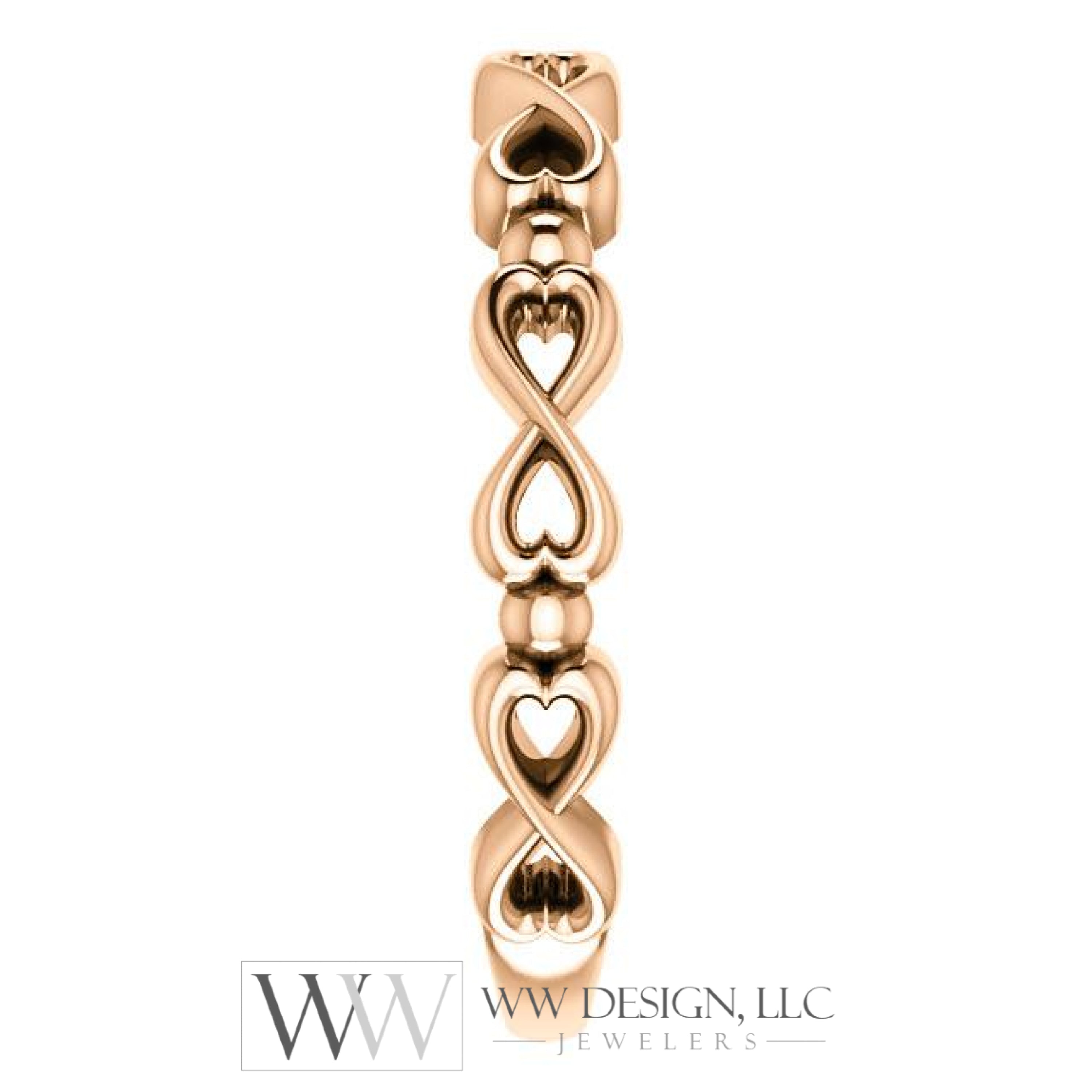 Infinity-Inspired Heart Ring - 14k Gold (Y, W or R), Platinum, Sterling Silver