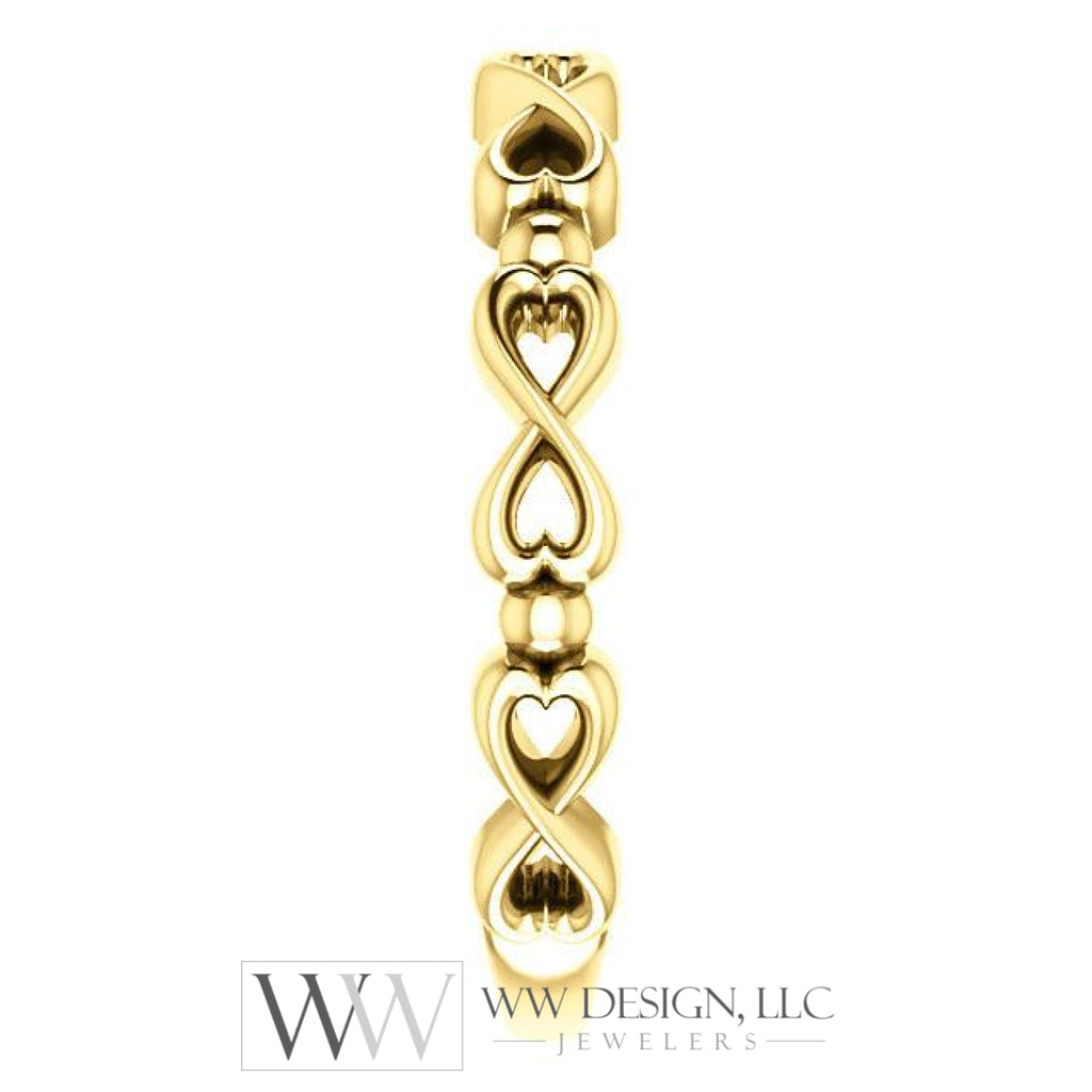 Infinity-Inspired Heart Ring - 14k Gold (Y, W or R), Platinum, Sterling Silver