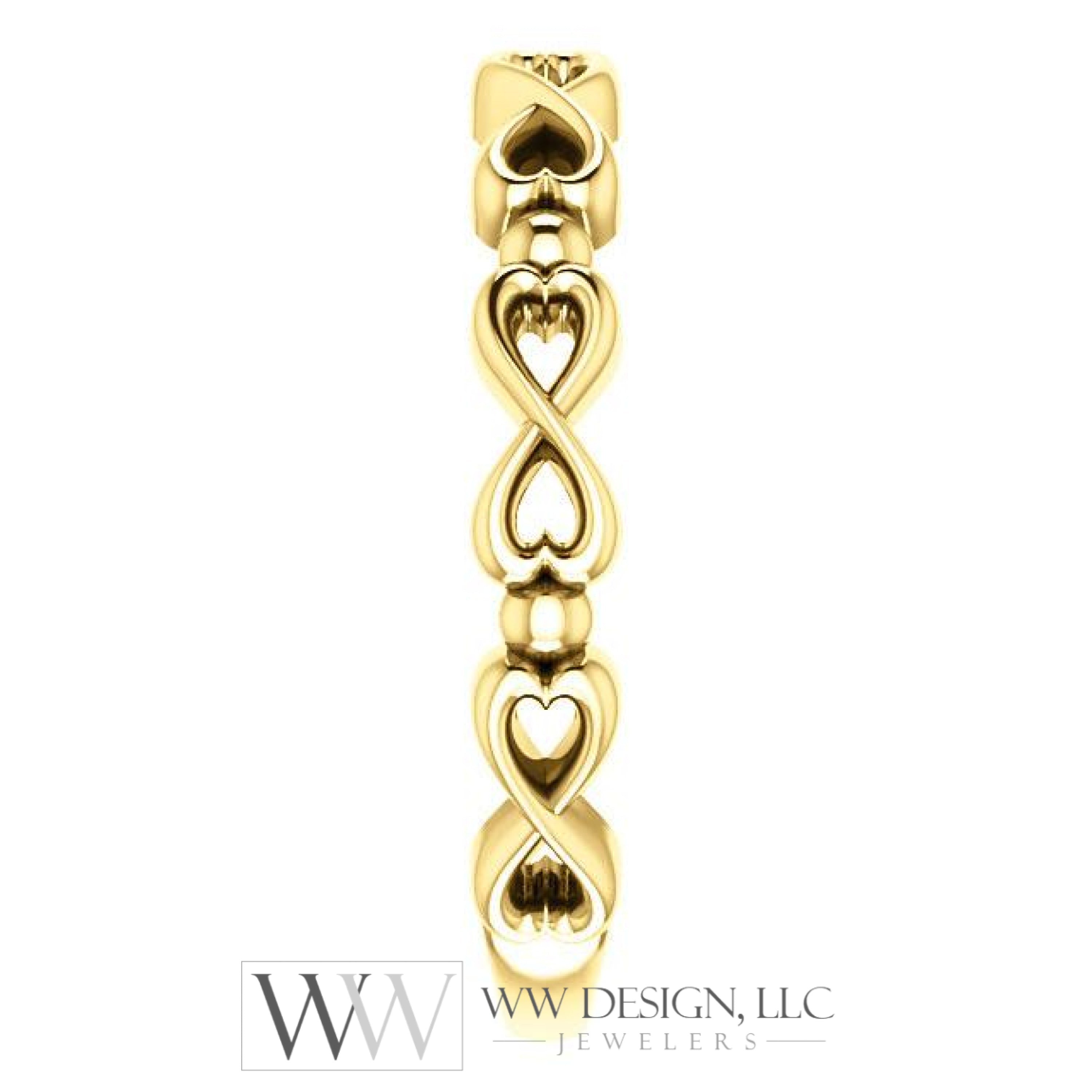 Infinity-Inspired Heart Ring - 14k Gold (Y, W or R), Platinum, Sterling Silver