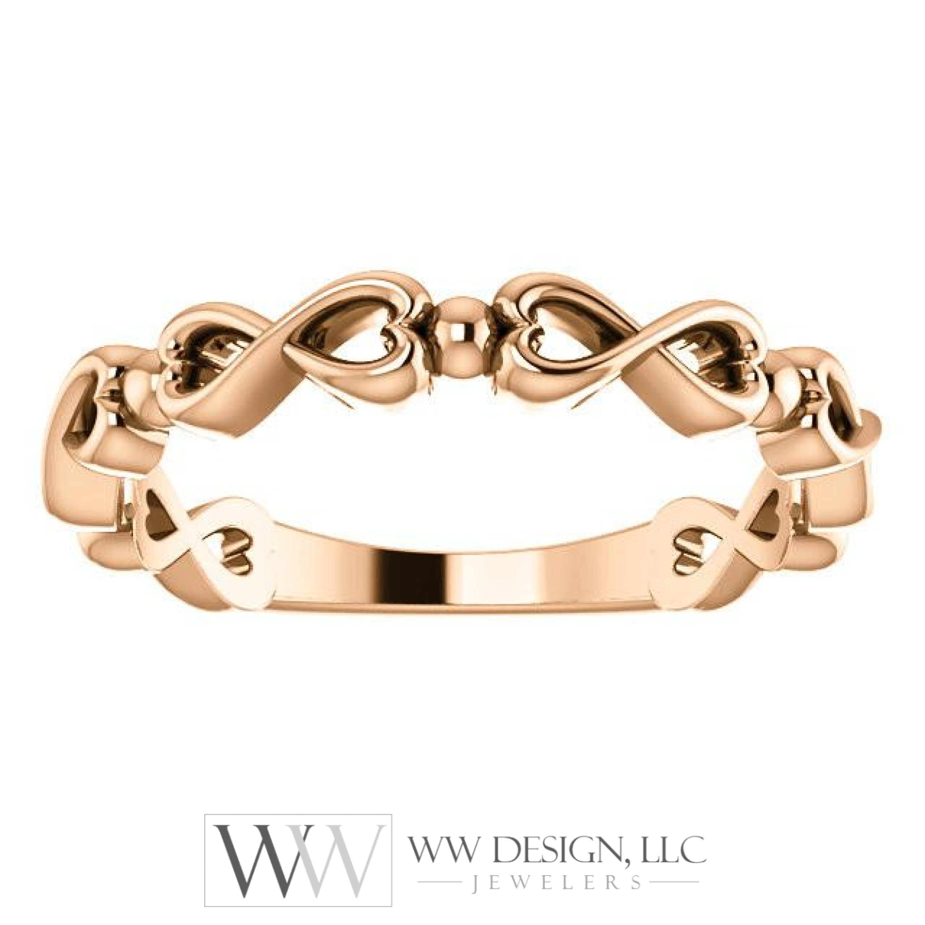 Infinity-Inspired Heart Ring - 14k Gold (Y, W or R), Platinum, Sterling Silver