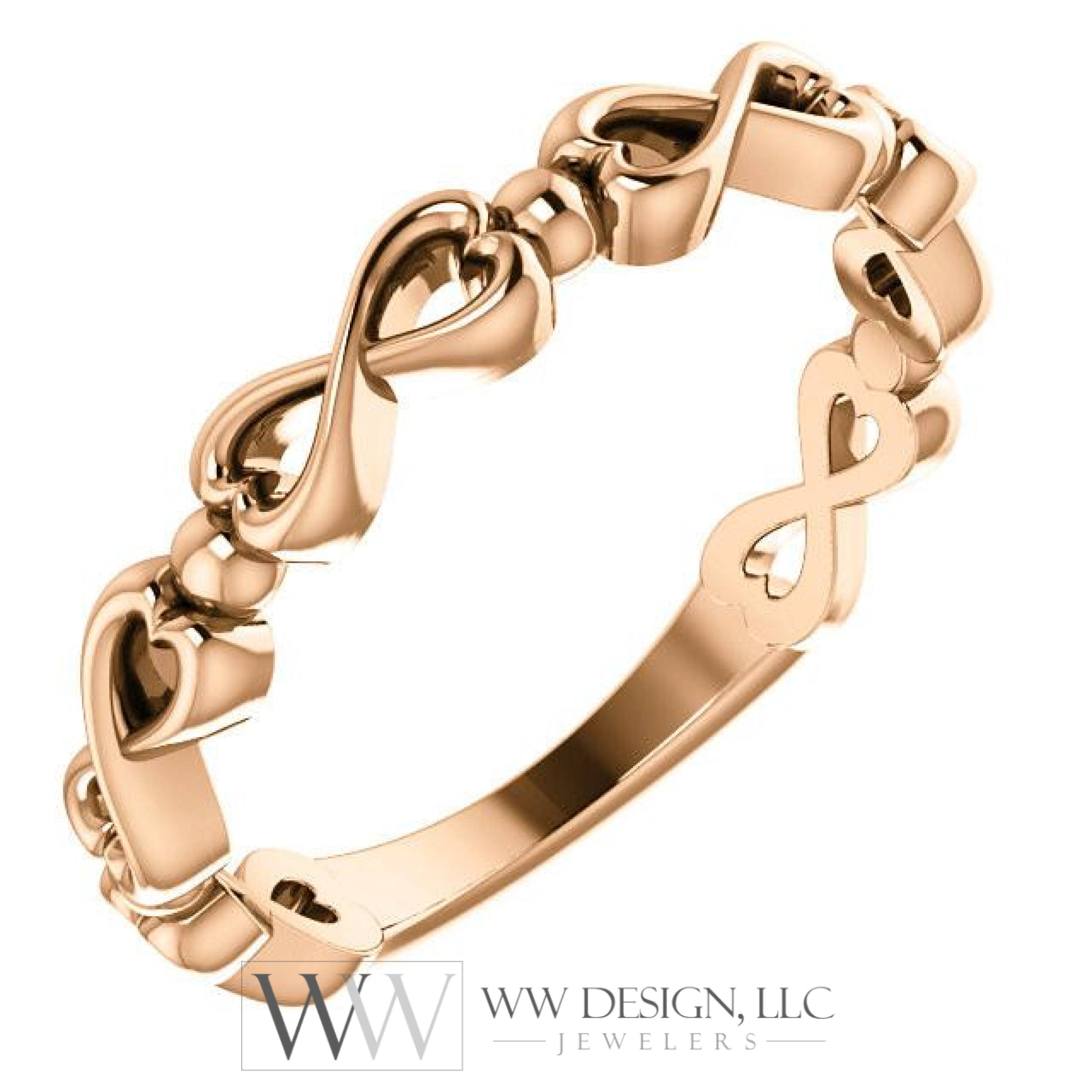 Infinity-Inspired Heart Ring - 14k Gold (Y, W or R), Platinum, Sterling Silver