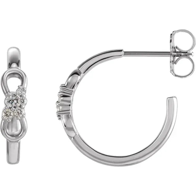 0.08 CTW Natural Diamond Infinity-Inspired Hoop Earrings - 14k Gold (Y, R or W), Platinum or Sterling Silver