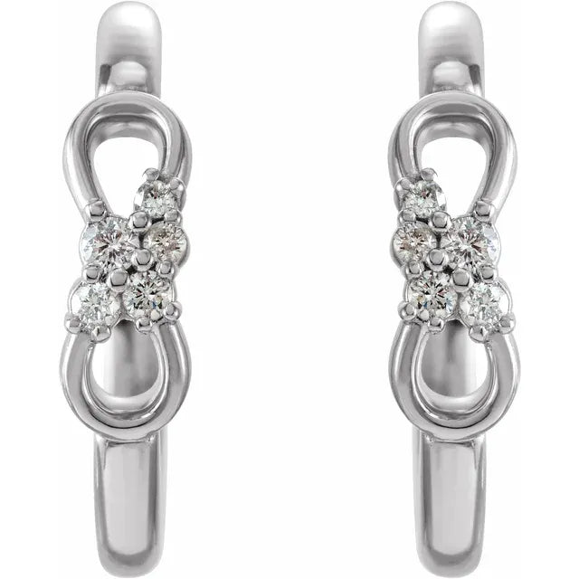 0.08 CTW Natural Diamond Infinity-Inspired Hoop Earrings - 14k Gold (Y, R or W), Platinum or Sterling Silver