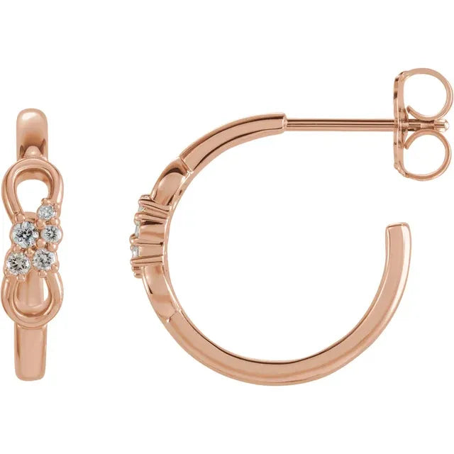 0.08 CTW Natural Diamond Infinity-Inspired Hoop Earrings - 14k Gold (Y, R or W), Platinum or Sterling Silver