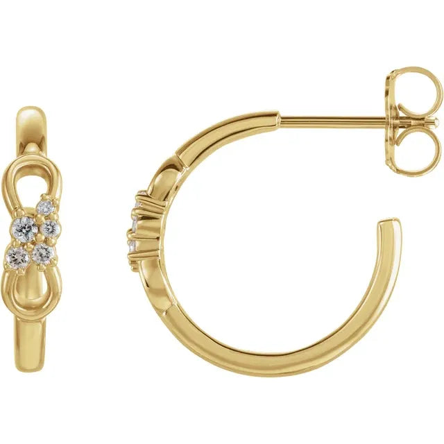 0.08 CTW Natural Diamond Infinity-Inspired Hoop Earrings - 14k Gold (Y, R or W), Platinum or Sterling Silver