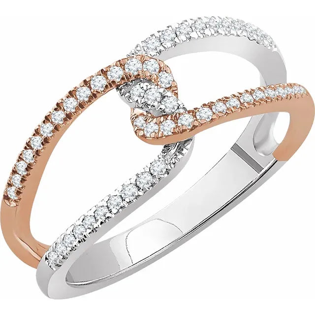 1/4 CTW Natural Diamond Infinity-Inspired Twisted Ring - 14K White/Rose Multicolor