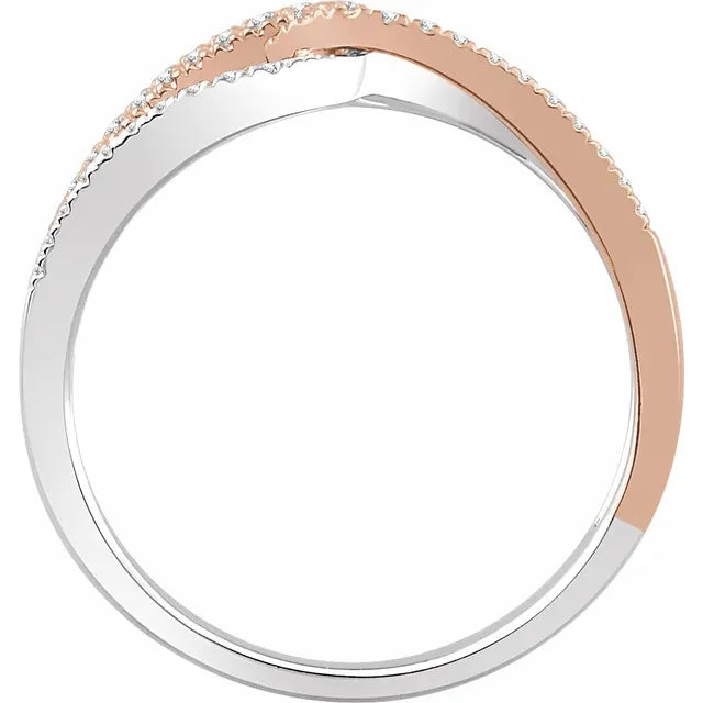 1/4 CTW Natural Diamond Infinity-Inspired Twisted Ring - 14K White/Rose Multicolor