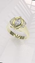 0.29 ctw Exotic Unique Marquise Diamond Signet Ring - 14k, 18k (Yellow, White, Rose), Platinum
