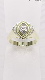 0.29 ctw Exotic Unique Marquise Diamond Signet Ring - 14k, 18k (Yellow, White, Rose), Platinum