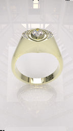 0.29 ctw Exotic Unique Marquise Diamond Signet Ring - 14k, 18k (Yellow, White, Rose), Platinum
