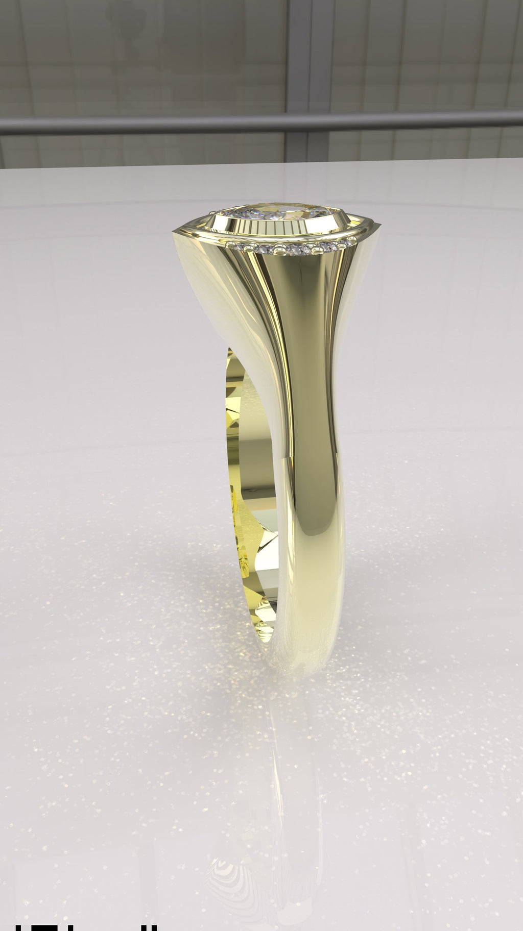 0.29 ctw Exotic Unique Marquise Diamond Signet Ring - 14k, 18k (Yellow, White, Rose), Platinum